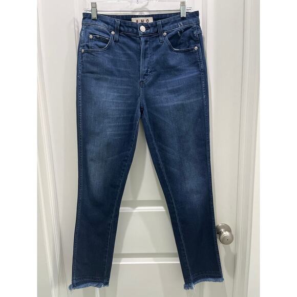 AMO Revolve Babe in Eclipse Ankle Cropped High Rise Dark Wash Jeans Sz 29 - Picture 2 of 7